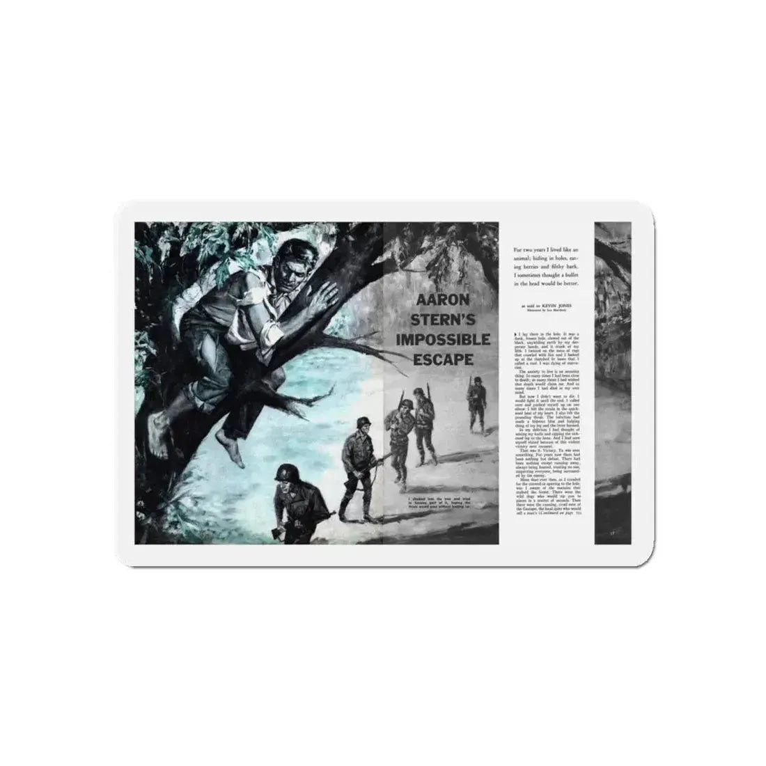 Aaron Stern's Impossible Escape, Male magazine, February 1957 (Magazine Illustration) Refrigerator Magnet - The Sticker Space