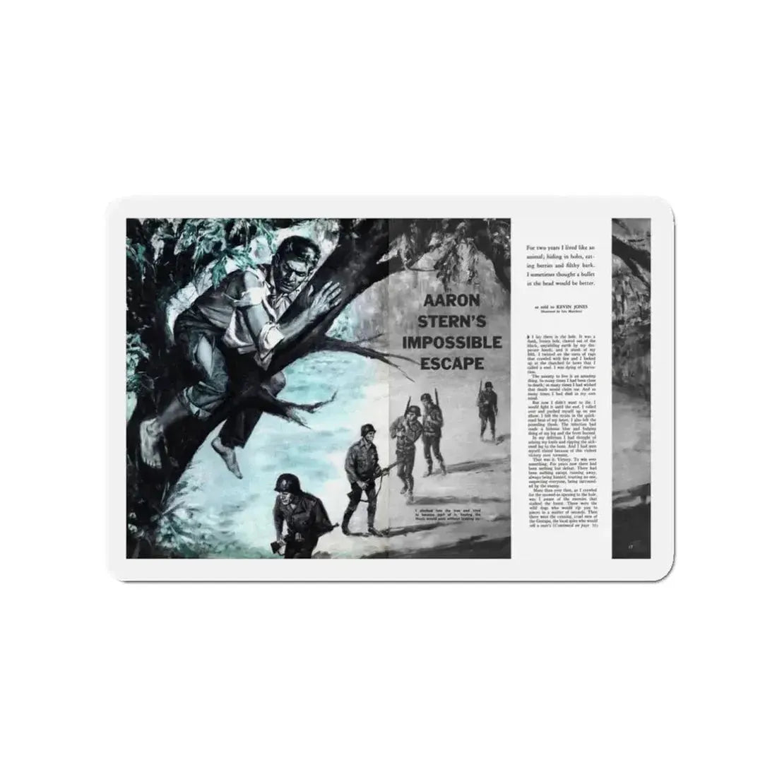 Aaron Stern's Impossible Escape, Male magazine, February 1957 (Magazine Illustration) Refrigerator Magnet - The Sticker Space