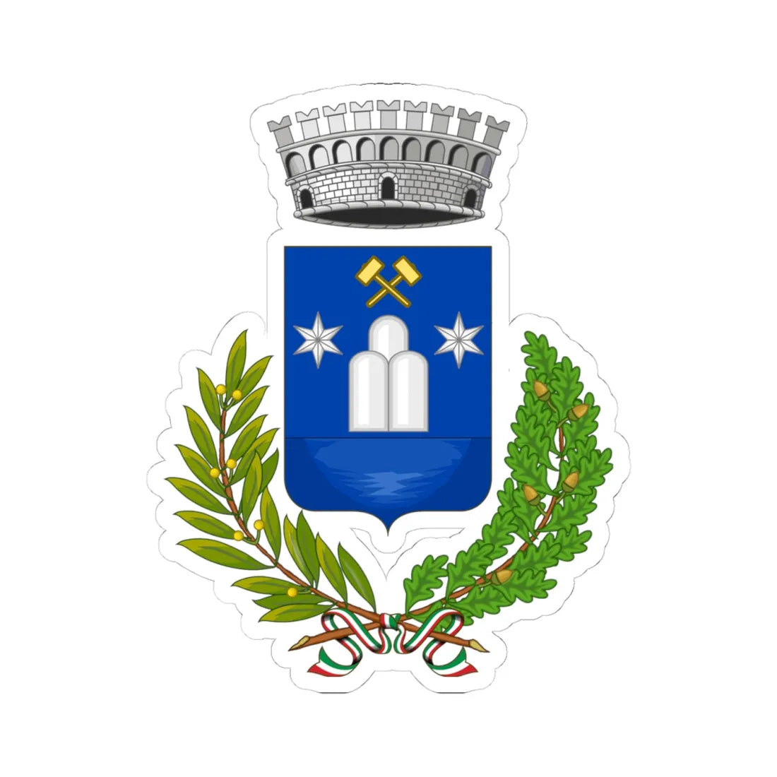 Abbadia Lariana-Stemma (Italy) (Coat of Arms) STICKER Vinyl Kiss-Cut Decal 4 Inch White - The Sticker Space