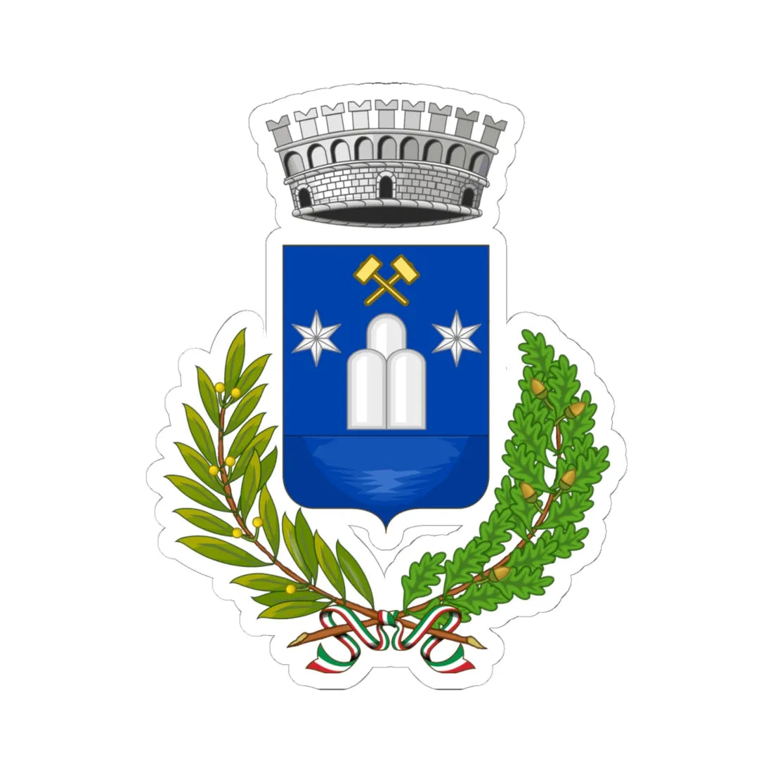 Abbadia Lariana-Stemma (Italy) (Coat of Arms) STICKER Vinyl Kiss-Cut Decal 6 Inch White - The Sticker Space