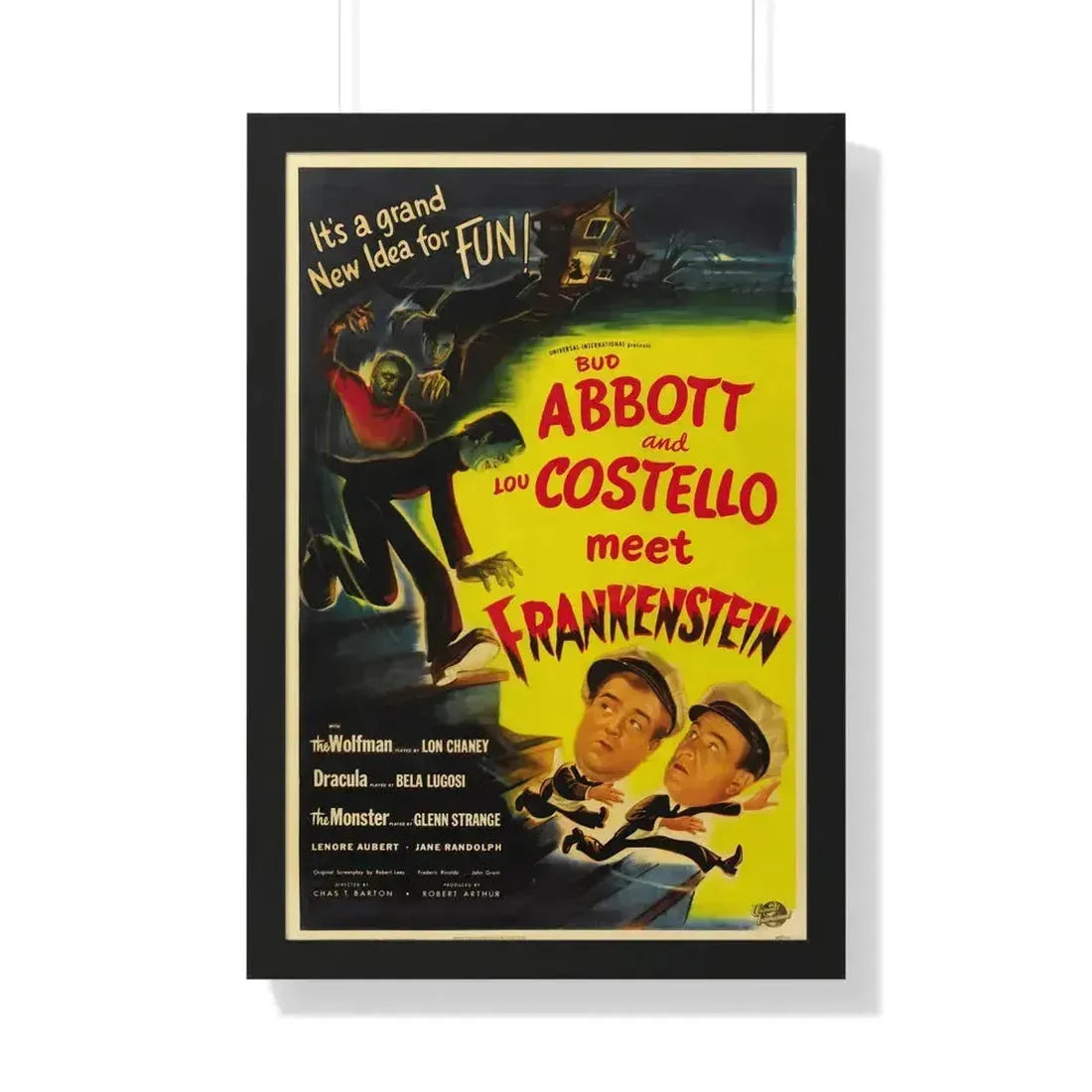 ABBOT AND COSTELLO MEET FRANKENSTEIN 1948 - Framed Movie Poster 20" x 30" Black - The Sticker Space