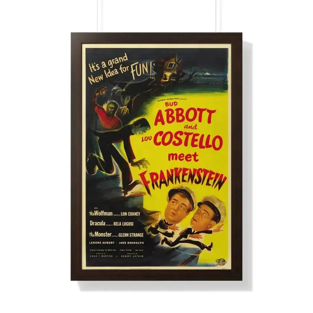 ABBOT AND COSTELLO MEET FRANKENSTEIN 1948 - Framed Movie Poster 20" x 30" Walnut - The Sticker Space