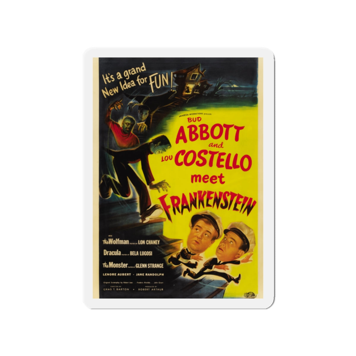 ABBOT AND COSTELLO MEET FRANKENSTEIN 1948 Movie Poster - Die-Cut Magnet-2" x 2"-The Sticker Space