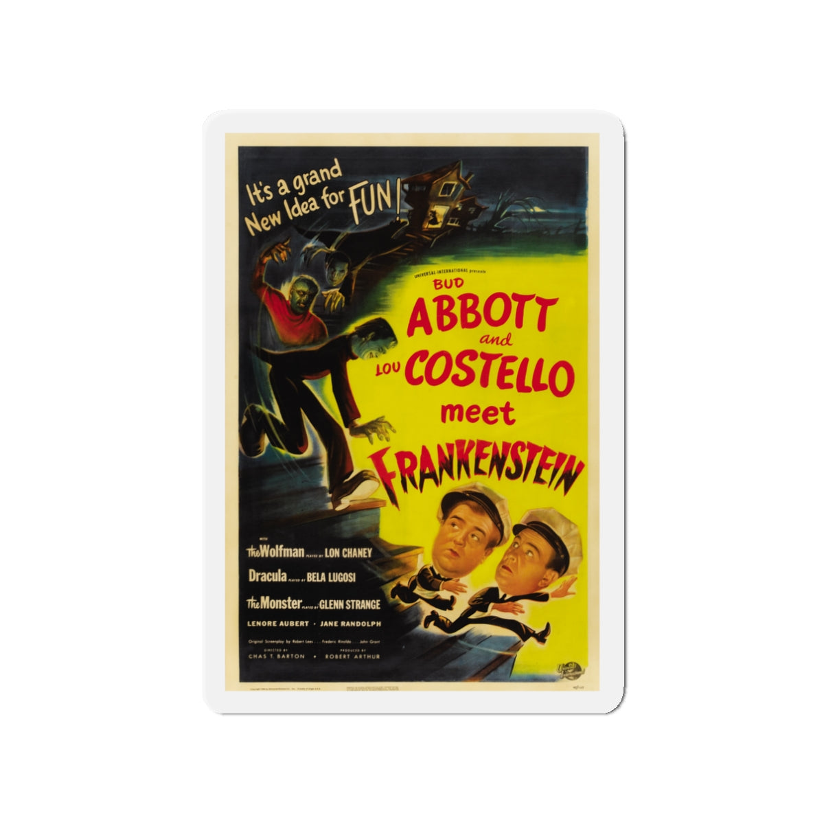 ABBOT AND COSTELLO MEET FRANKENSTEIN 1948 Movie Poster - Die-Cut Magnet-3" x 3"-The Sticker Space