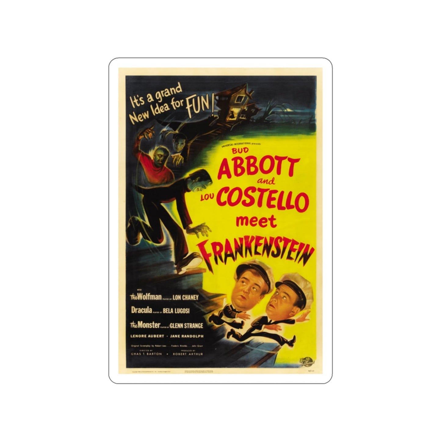 ABBOT AND COSTELLO MEET FRANKENSTEIN 1948 Movie Poster STICKER Vinyl Die-Cut Decal-2 Inch-The Sticker Space