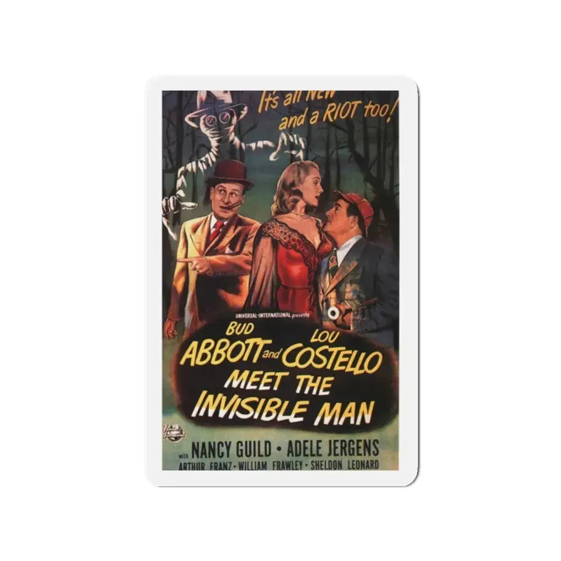 ABBOT & COSTELLO MEET THE INVISIBLE MAN 1951 Movie Poster - Refrigerator Magnet 2 Inch - The Sticker Space