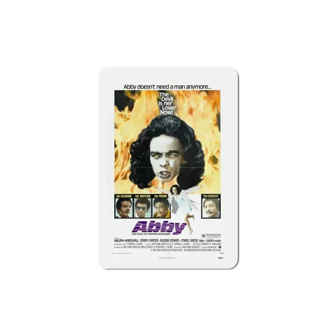 Abby 1974 Movie Poster Refrigerator Magnet 4 Inch - The Sticker Space