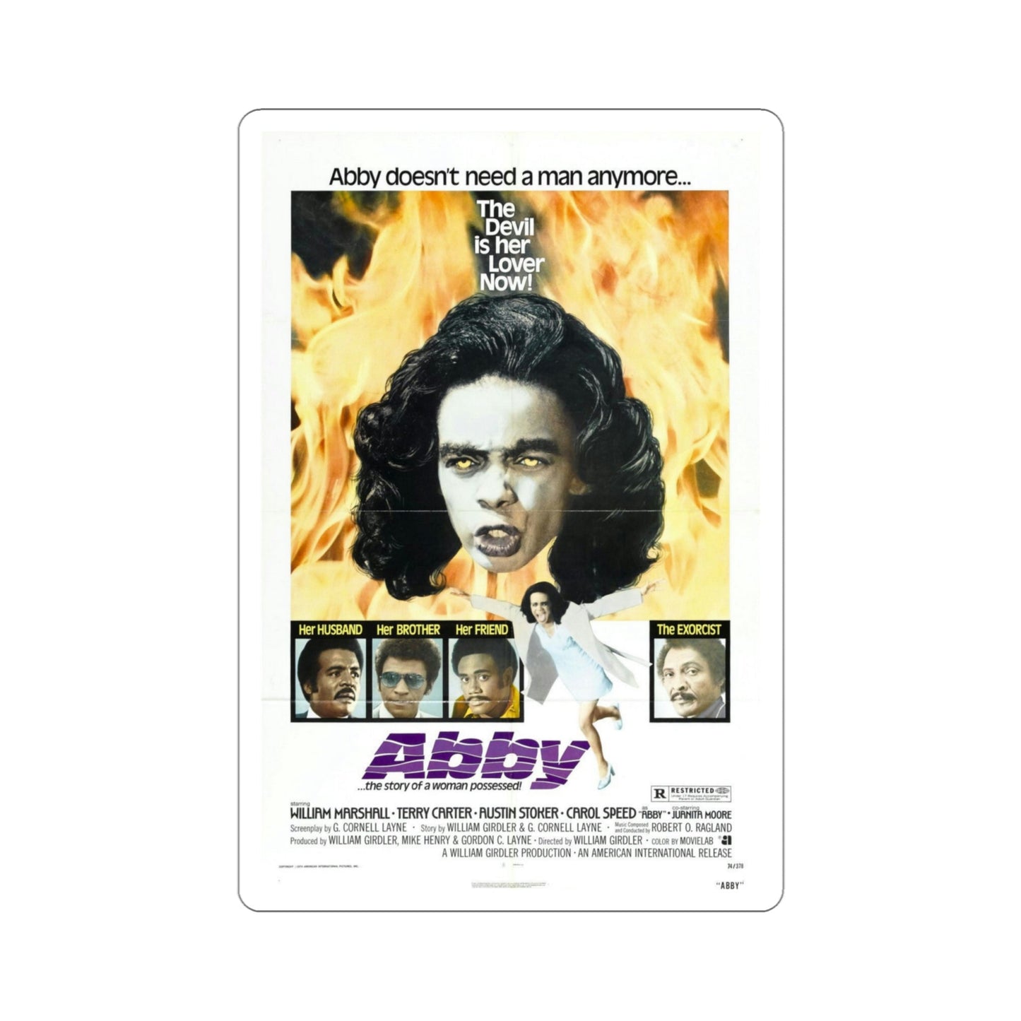 Abby 1974 Movie Poster STICKER Vinyl Die-Cut Decal-4 Inch-The Sticker Space