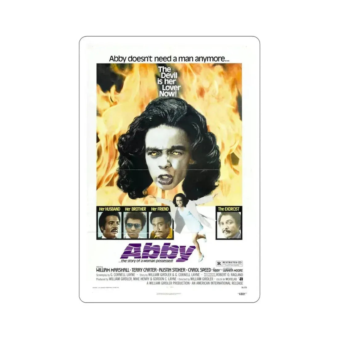 Abby 1974 Movie Poster STICKER Vinyl Die-Cut Decal 5 Inch - The Sticker Space