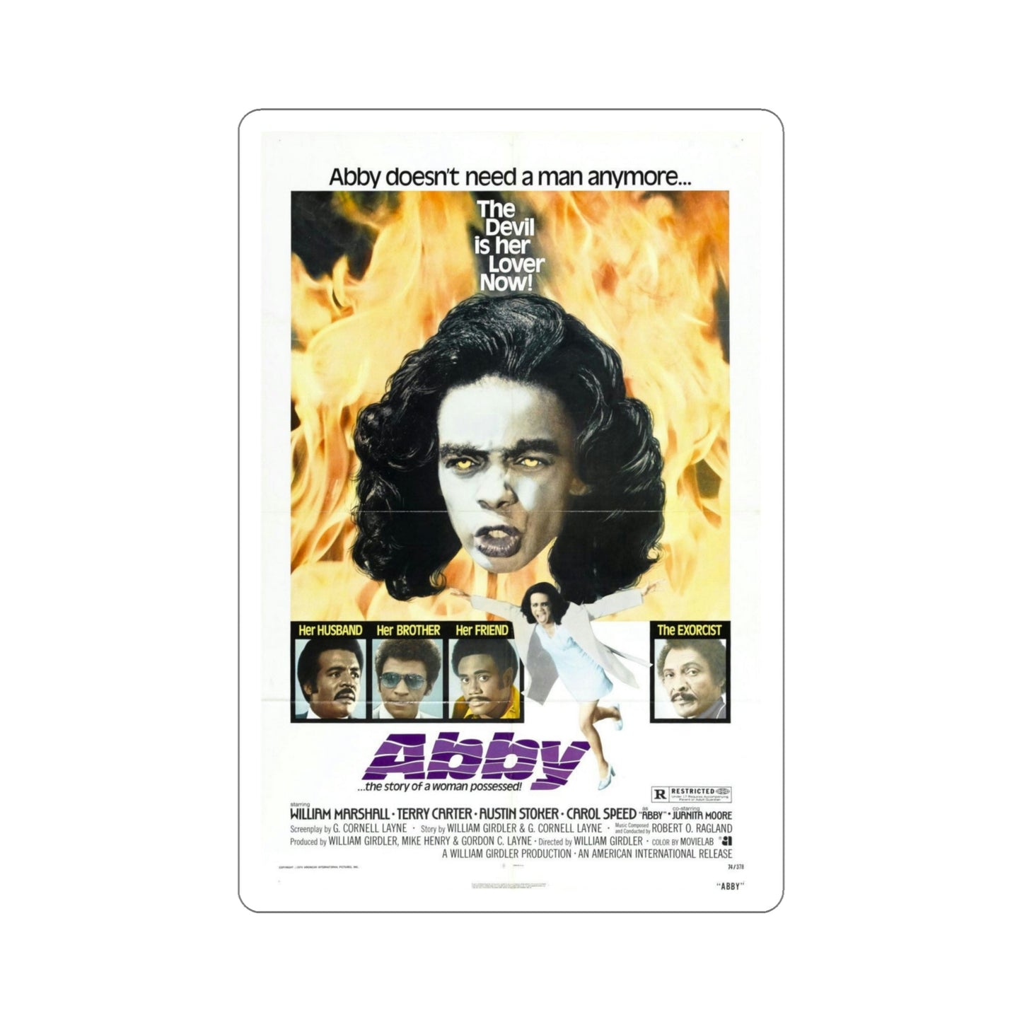 Abby 1974 Movie Poster STICKER Vinyl Die-Cut Decal-5 Inch-The Sticker Space