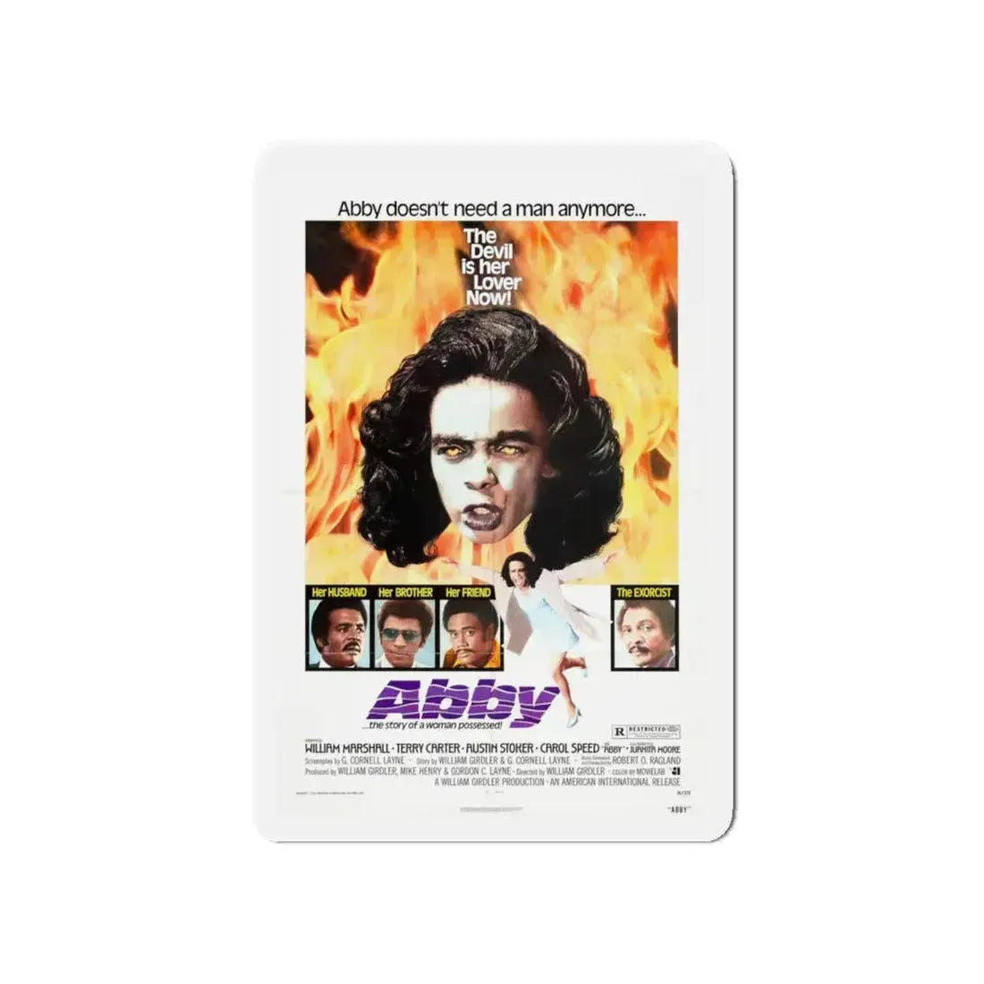 ABBY (THE BLACK EXORCIST 2) 1974 Movie Poster - Refrigerator Magnet 5 Inch - The Sticker Space
