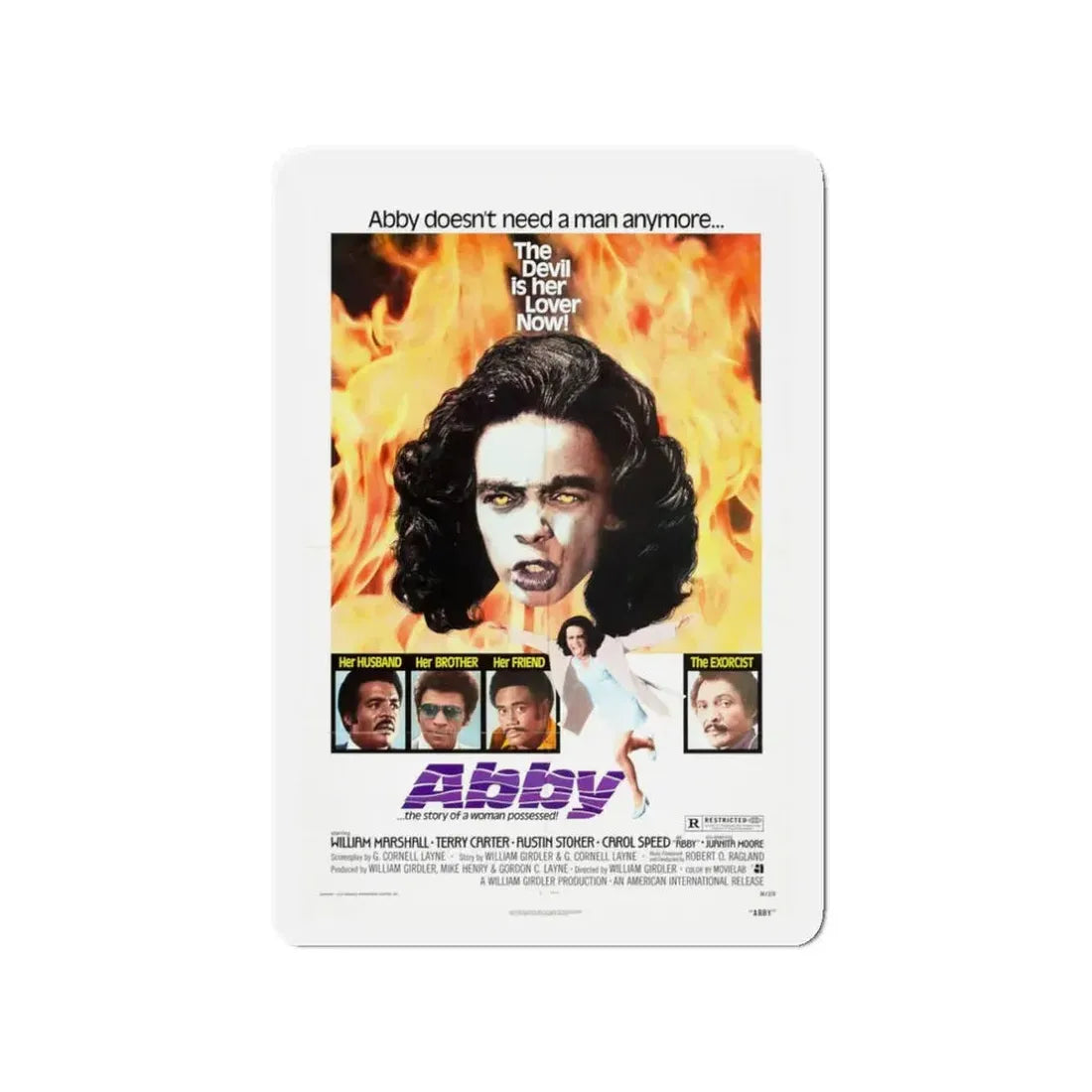 ABBY (THE BLACK EXORCIST 2) 1974 Movie Poster - Refrigerator Magnet - The Sticker Space