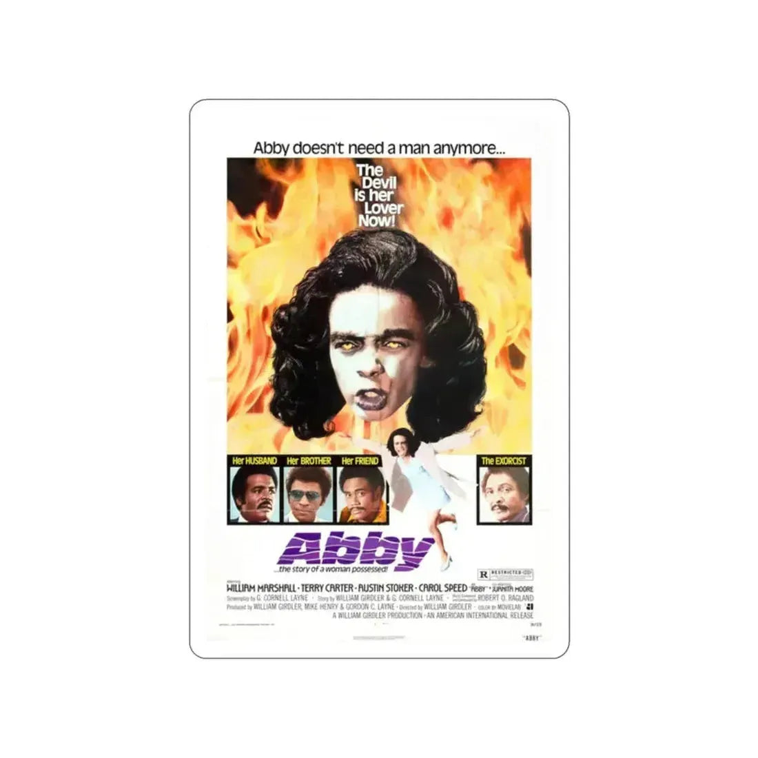 ABBY (THE BLACK EXORCIST 2) 1974 Movie Poster STICKER Vinyl Die-Cut Decal - The Sticker Space