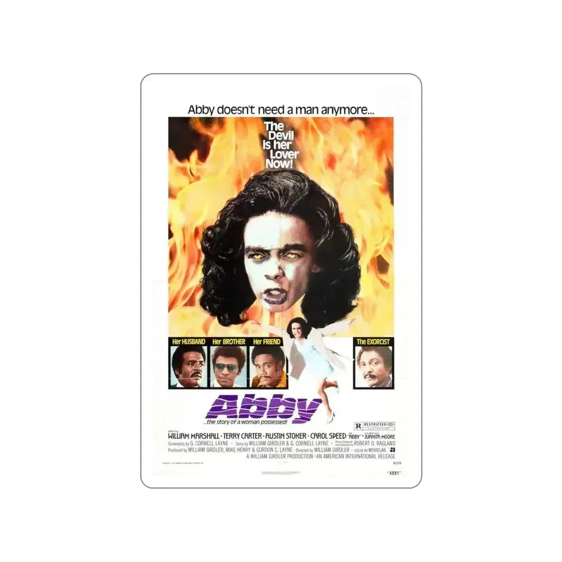 ABBY (THE BLACK EXORCIST 2) 1974 Movie Poster STICKER Vinyl Die-Cut Decal - The Sticker Space