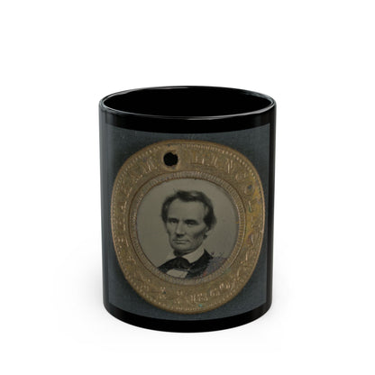 Abraham Lincoln-Hannibel Hamlin Campaign Button For 1860 Presidential Election (U.S. Civil War) Black Coffee Mug