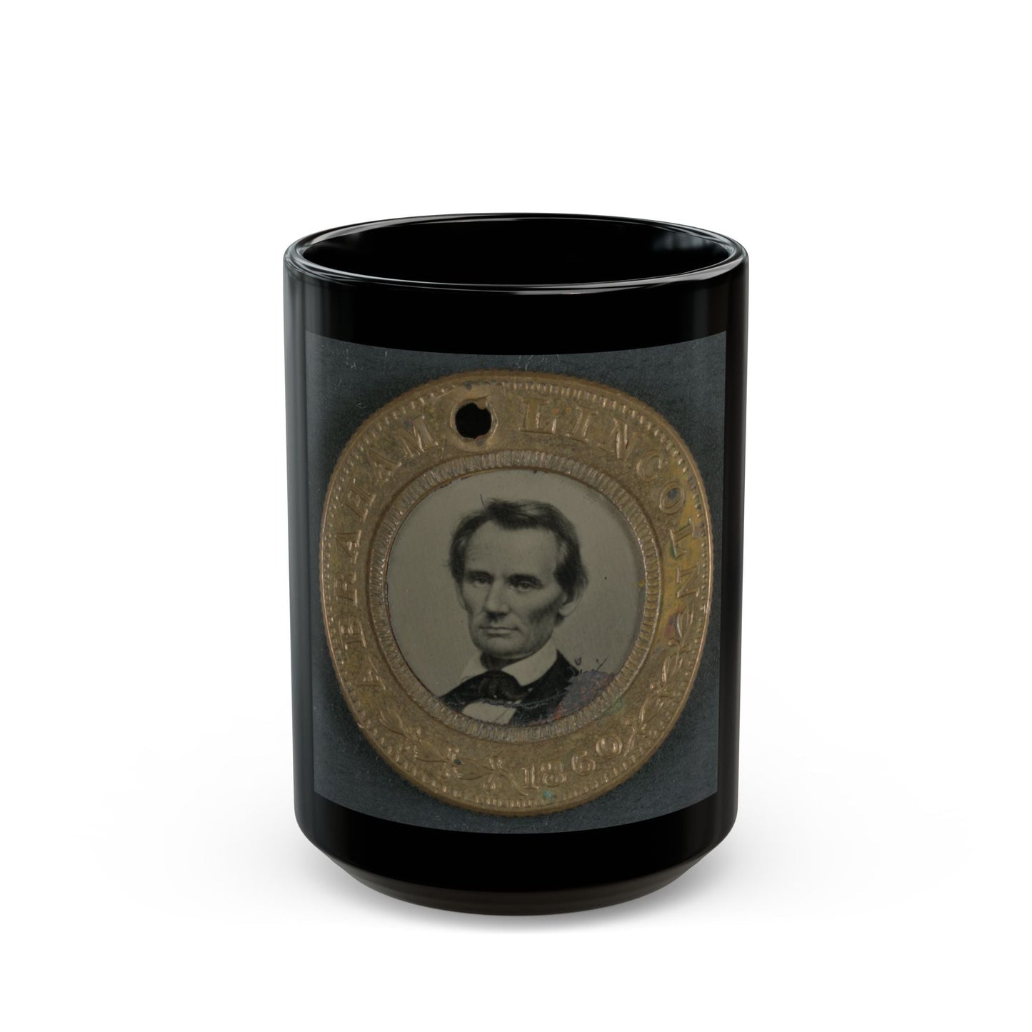 Abraham Lincoln-Hannibel Hamlin Campaign Button For 1860 Presidential Election (U.S. Civil War) Black Coffee Mug