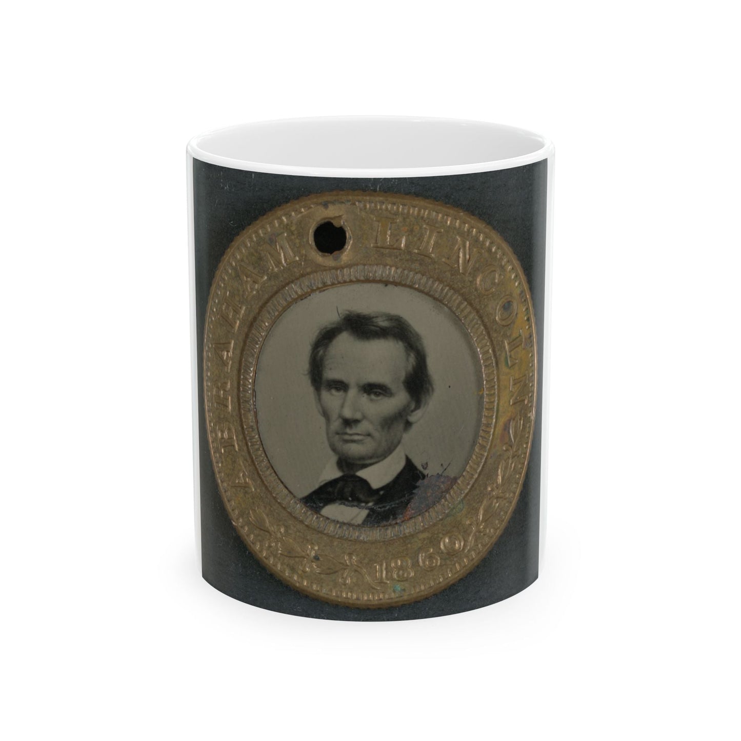 Abraham Lincoln-Hannibel Hamlin Campaign Button For 1860 Presidential Election (U.S. Civil War) White Coffee Mug