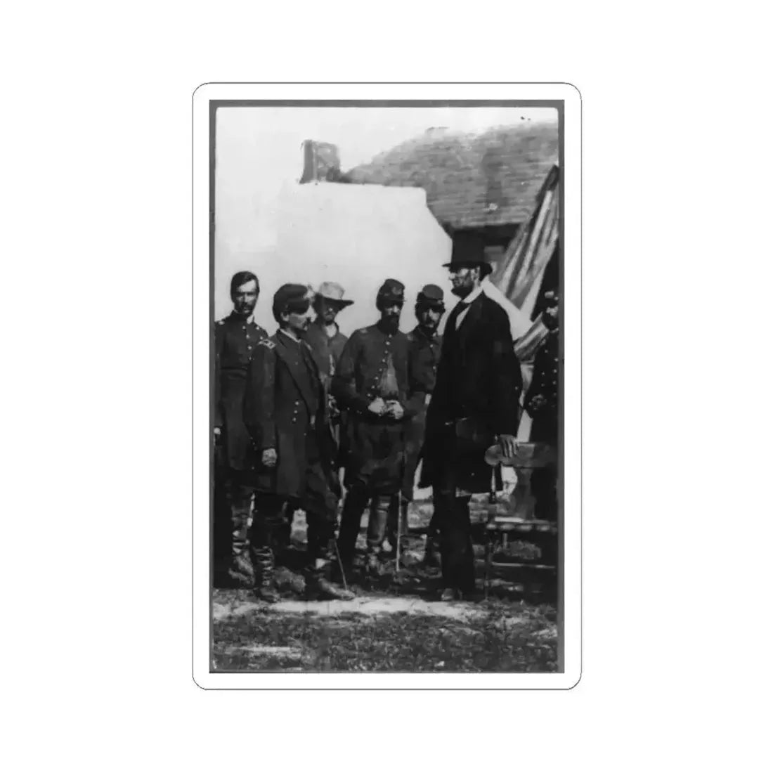Abraham Lincoln on Battlefield at Antietam, Maryland, Cropped Version That Highlights Mclellan and Lincoln (U.S. Civil War) STICKER Vinyl Kiss-Cut Decal 3 Inch White - The Sticker Space