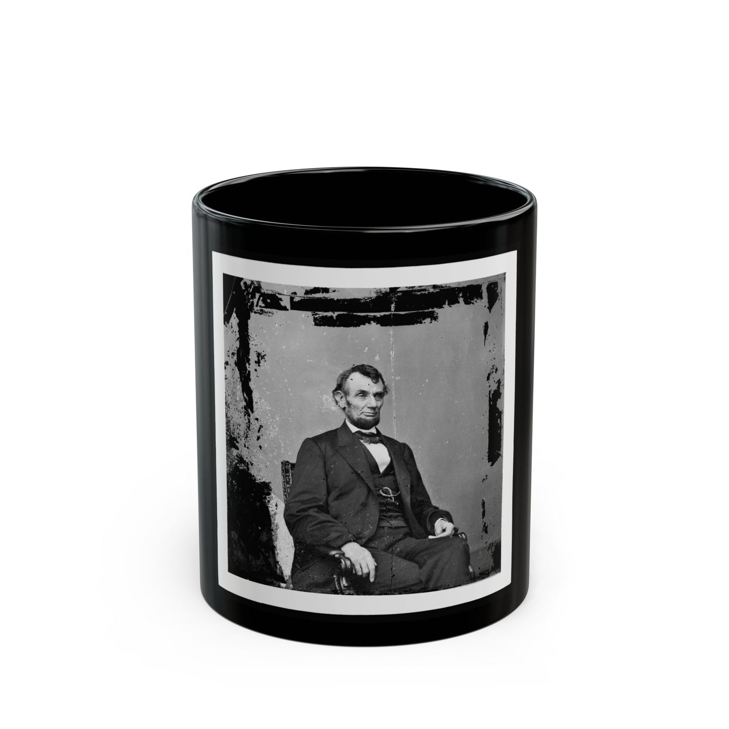 Abraham Lincoln, President Of The United States, Three-Quarter Length Portrait, Seated, Facing Right (U.S. Civil War) Black Coffee Mug