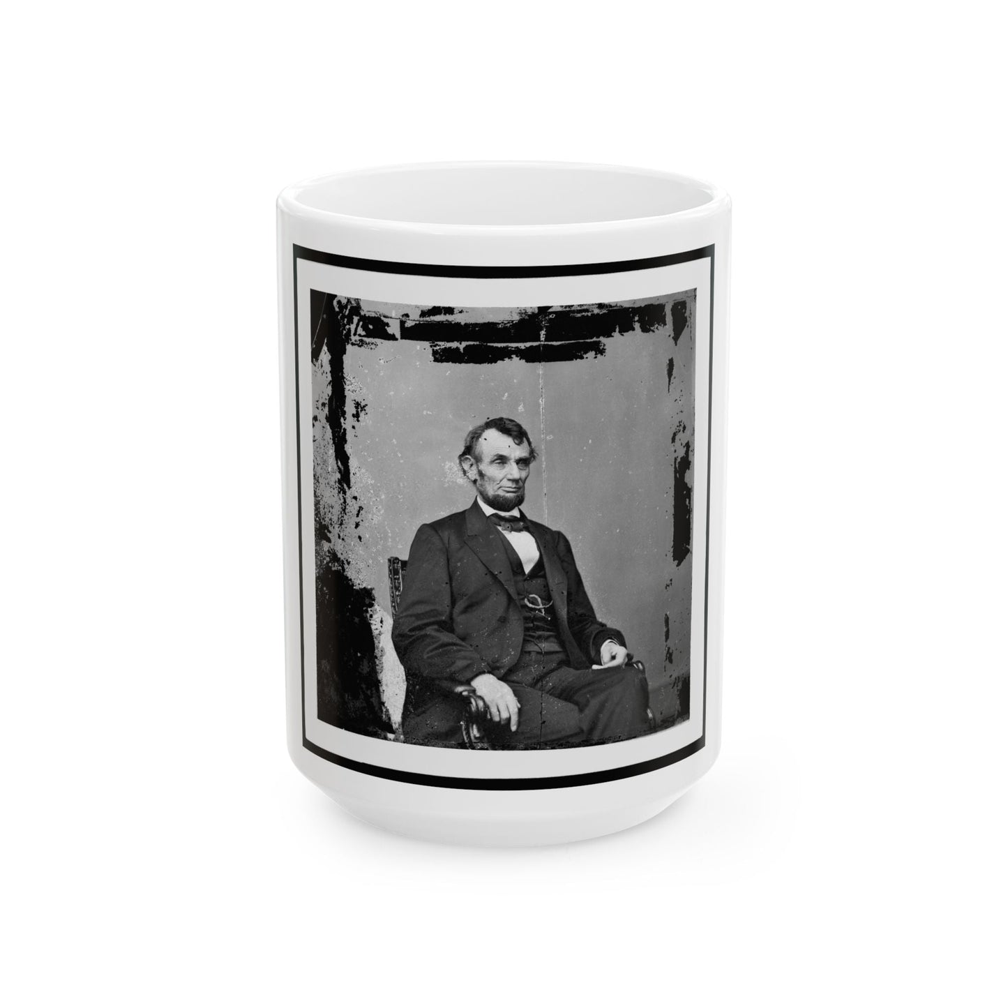 Abraham Lincoln, President Of The United States, Three-Quarter Length Portrait, Seated, Facing Right (U.S. Civil War) White Coffee Mug