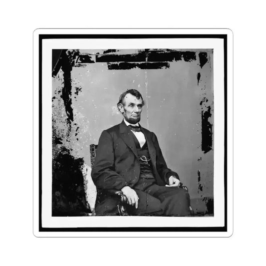 Abraham Lincoln, President of the United States, Three-Quarter Length Portrait, Seated, Facing Right (U.S. Civil War) STICKER Vinyl Kiss-Cut Decal 2 Inch White - The Sticker Space