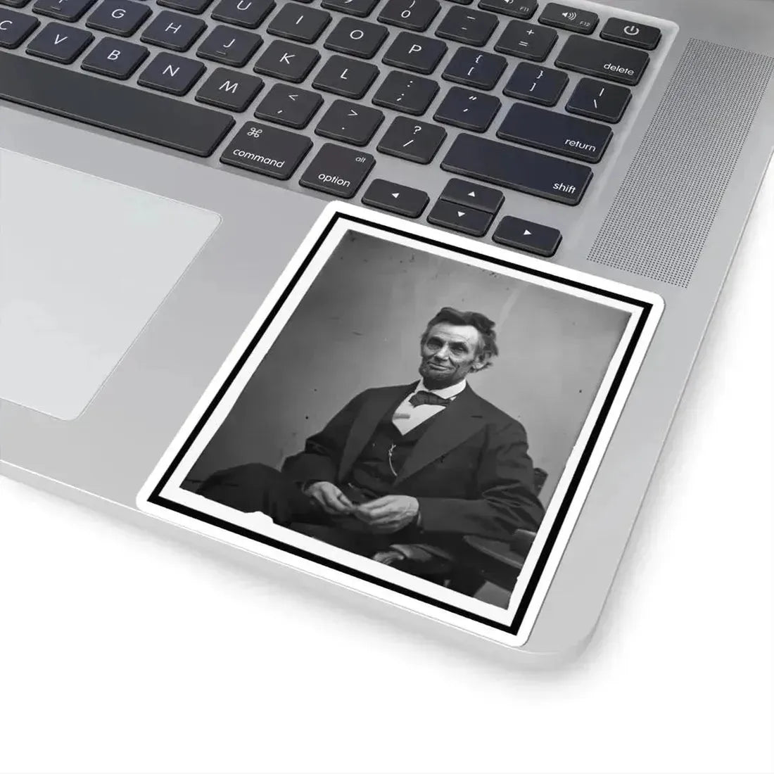 Abraham Lincoln, Three-Quarter Length Portrait, Seated and Holding His Spectacles and a Pencil (U.S. Civil War) STICKER Vinyl Kiss-Cut Decal - The Sticker Space