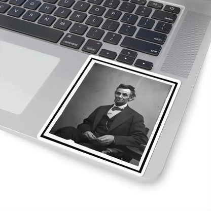 Abraham Lincoln, Three-Quarter Length Portrait, Seated and Holding His Spectacles and a Pencil (U.S. Civil War) STICKER Vinyl Kiss-Cut Decal - The Sticker Space