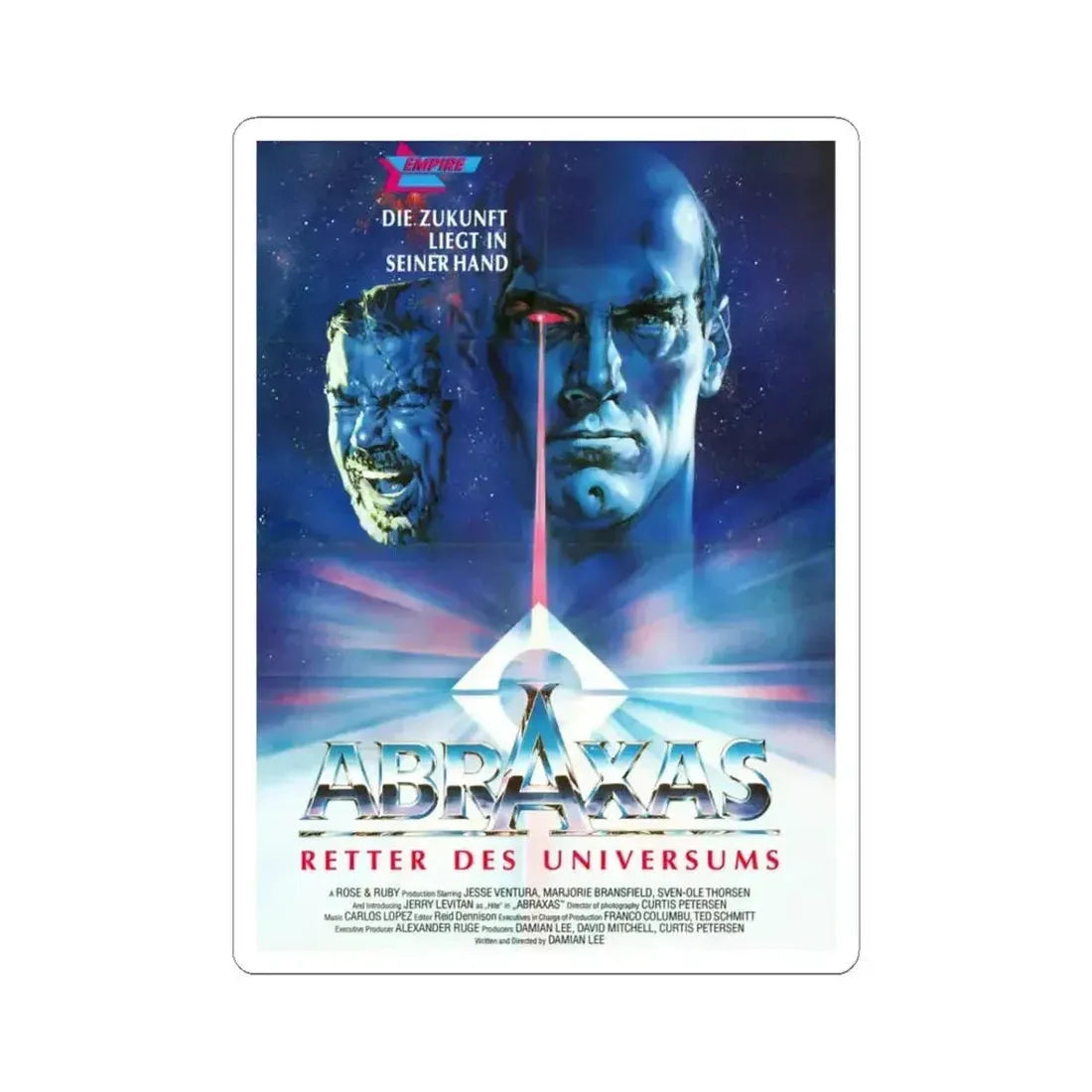 ABRAXAS 1990 Movie Poster - STICKER Vinyl Kiss-Cut Decal 3 Inch White - The Sticker Space