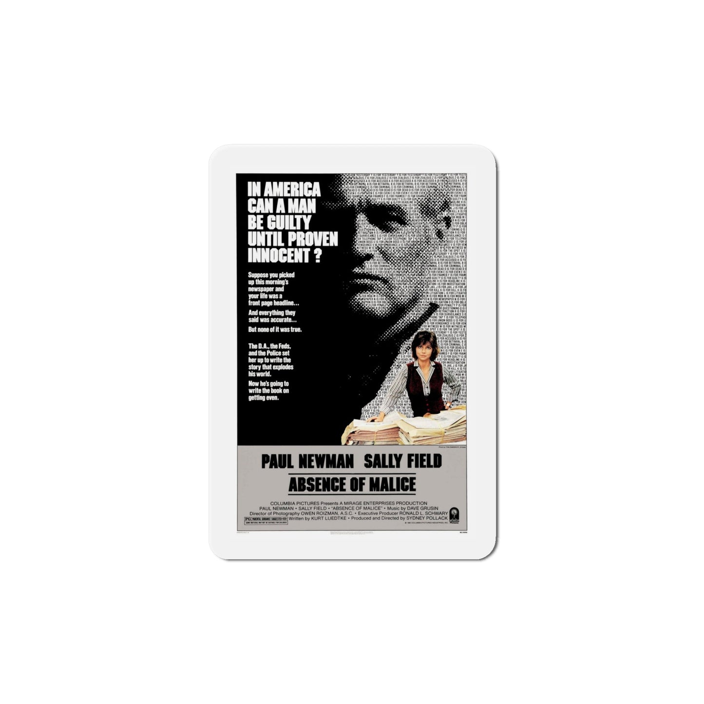 Absence of Malice 1981 Movie Poster Die-Cut Magnet-6 × 6"-The Sticker Space