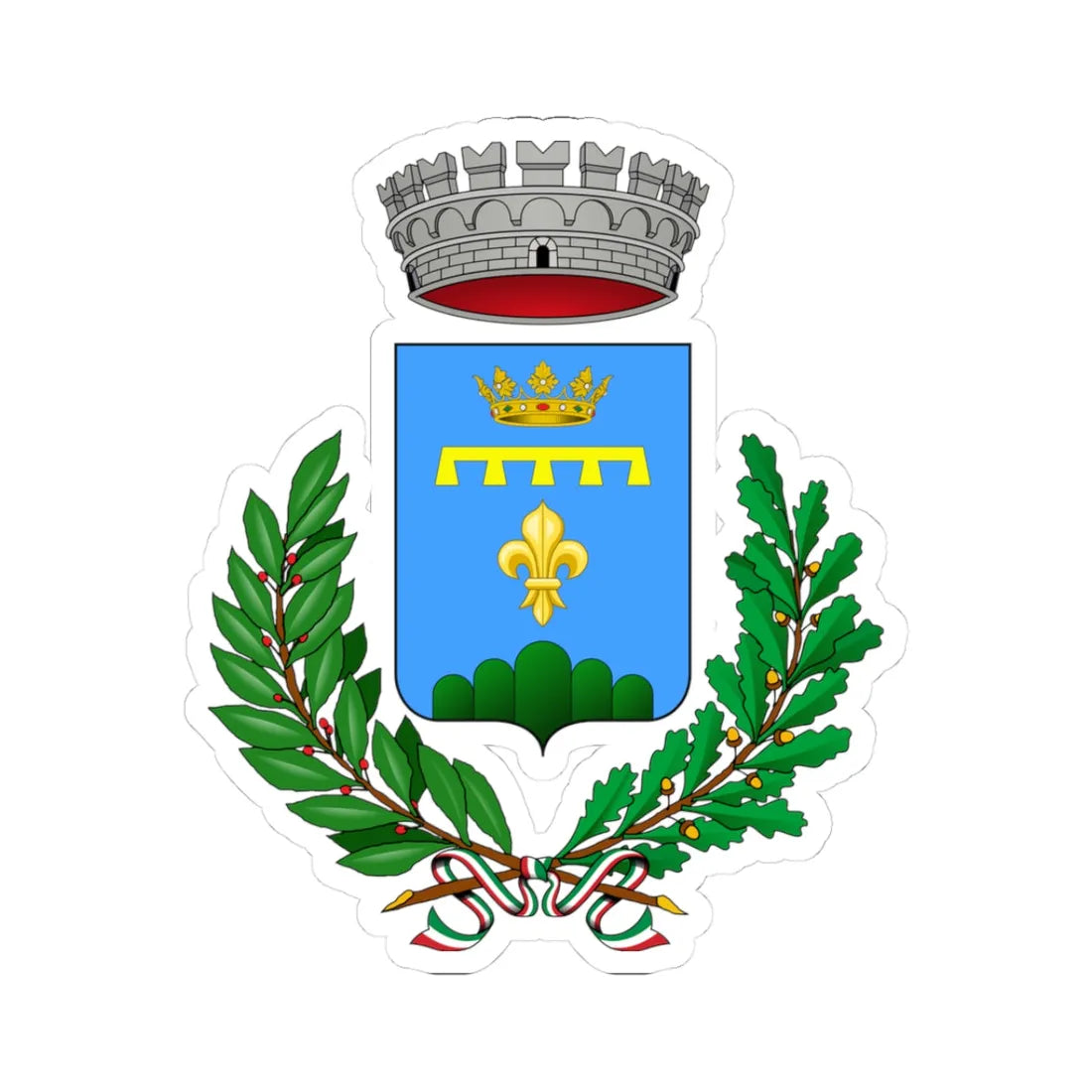 Accumoli-Stemma (Italy) (Coat of Arms) STICKER Vinyl Kiss-Cut Decal 3 Inch White - The Sticker Space