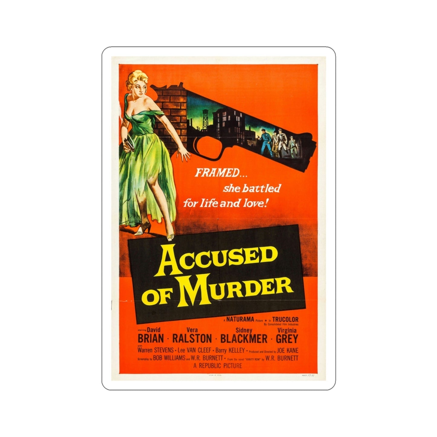 Accused of Murder 1956 Movie Poster STICKER Vinyl Die-Cut Decal-3 Inch-The Sticker Space