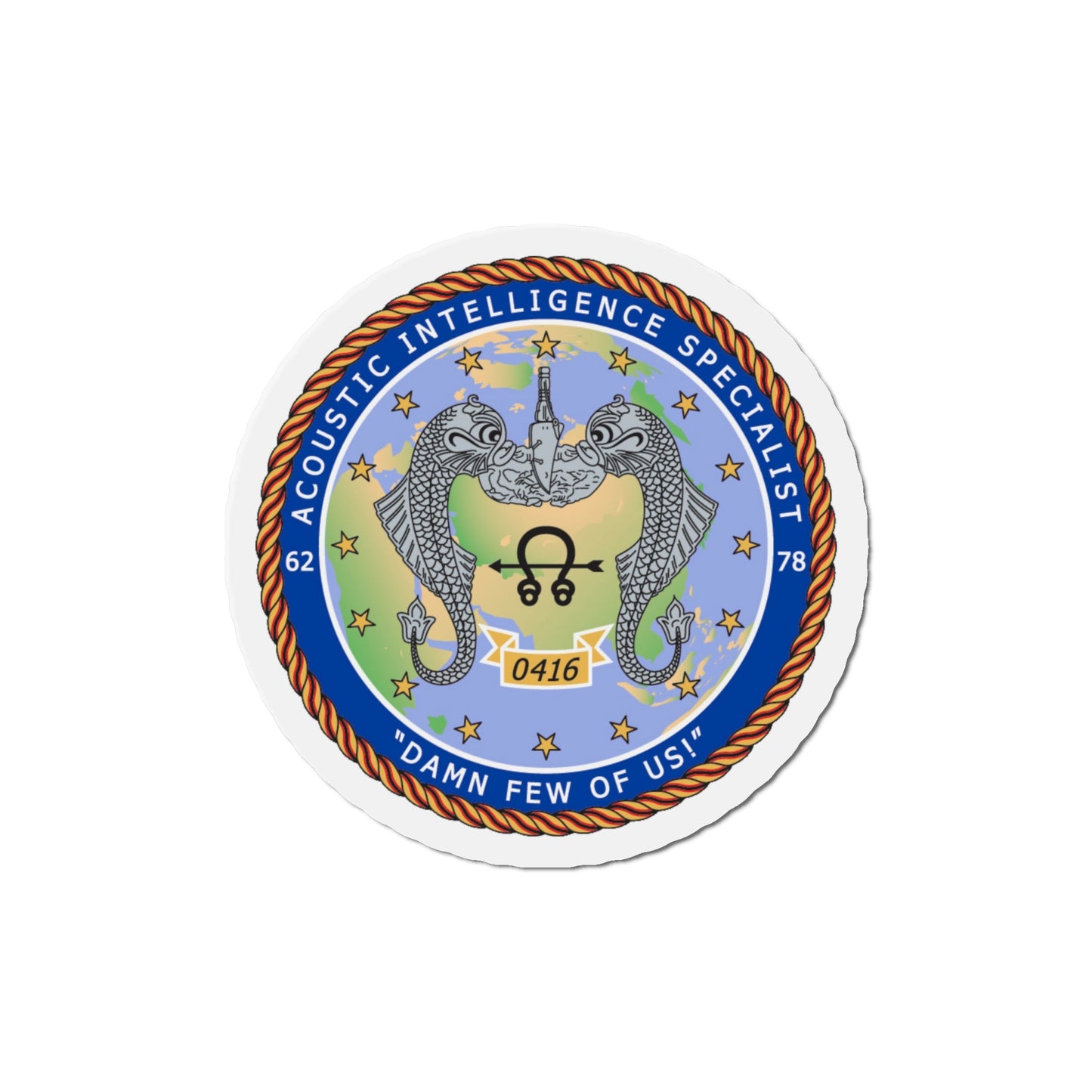 ACINT Specialist Acoustic Intelligence Specialist (U.S. Navy) Die-Cut Magnet-6 × 6"-The Sticker Space