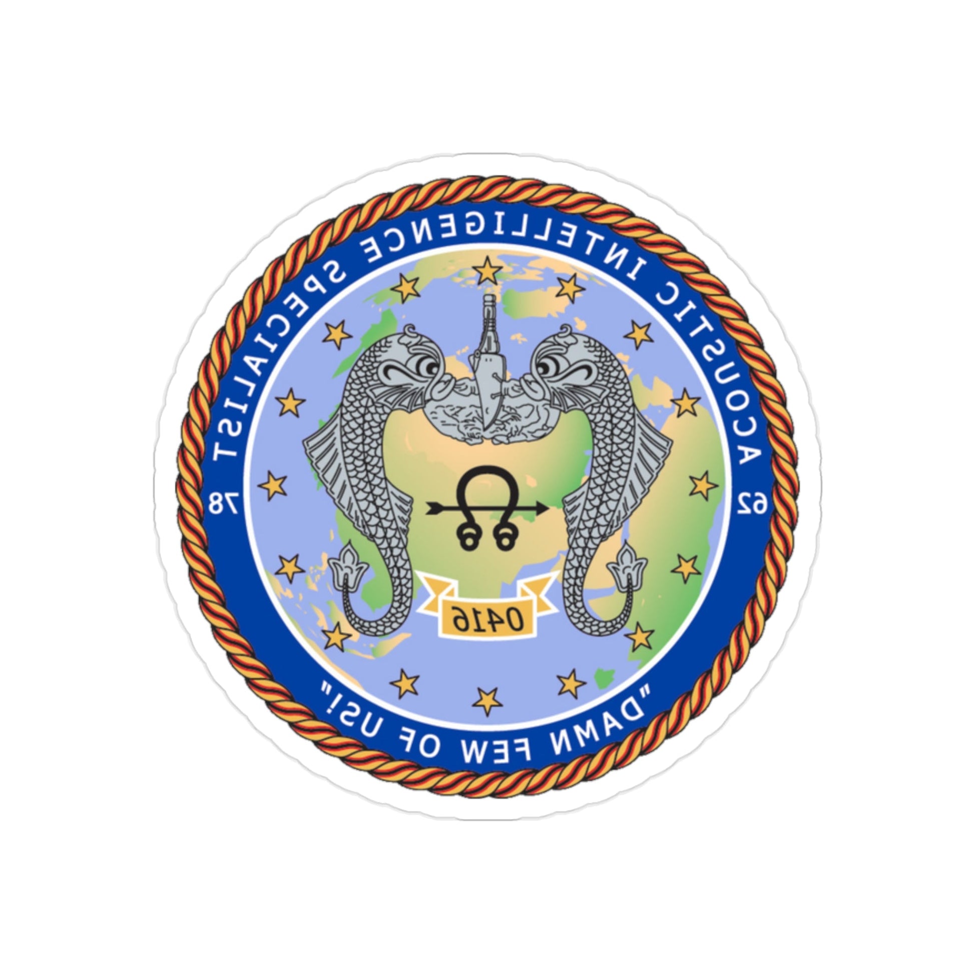 ACINT Specialist Acoustic Intelligence Specialist (U.S. Navy) REVERSE PRINT Transparent STICKER-2" × 2"-The Sticker Space