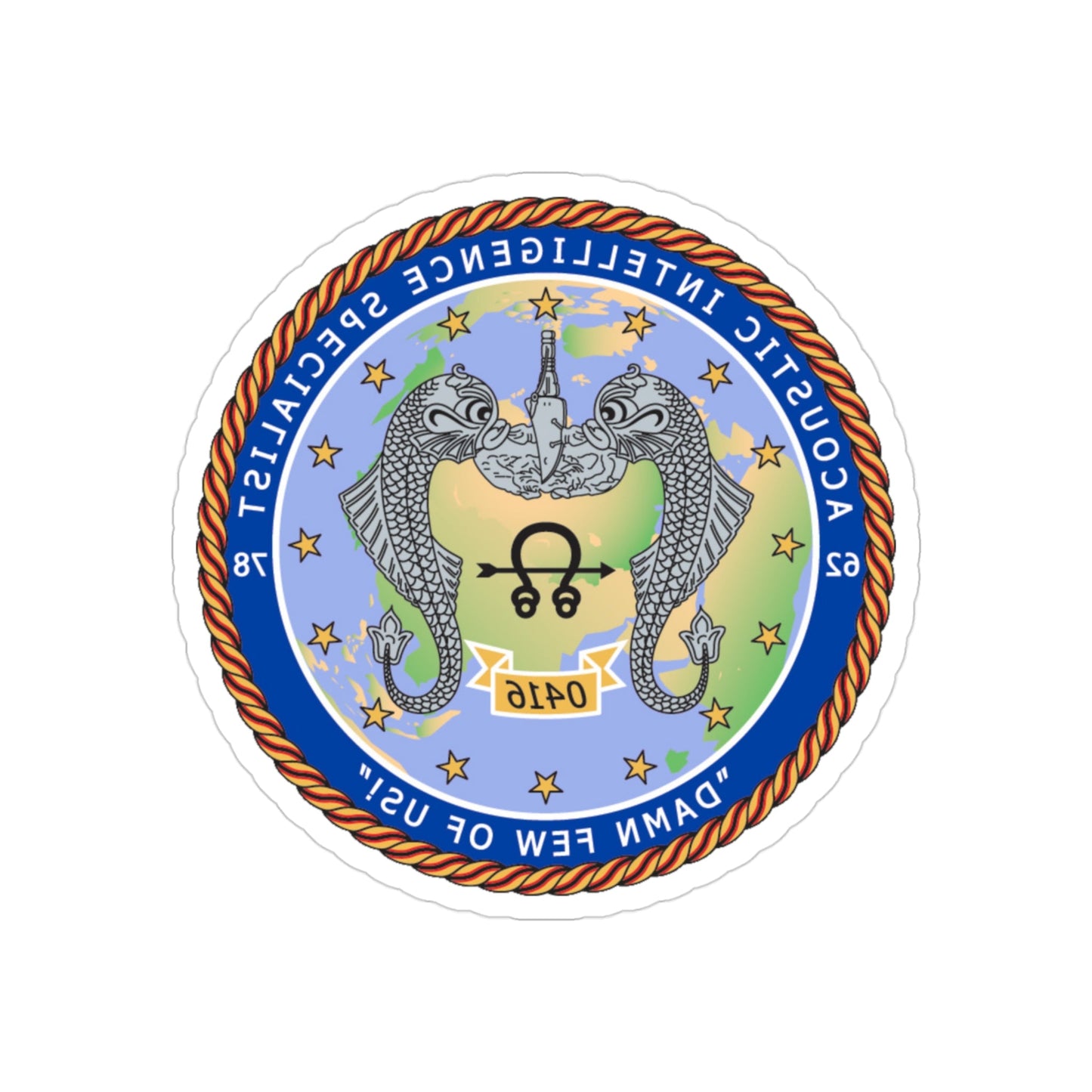 ACINT Specialist Acoustic Intelligence Specialist (U.S. Navy) REVERSE PRINT Transparent STICKER-3" × 3"-The Sticker Space