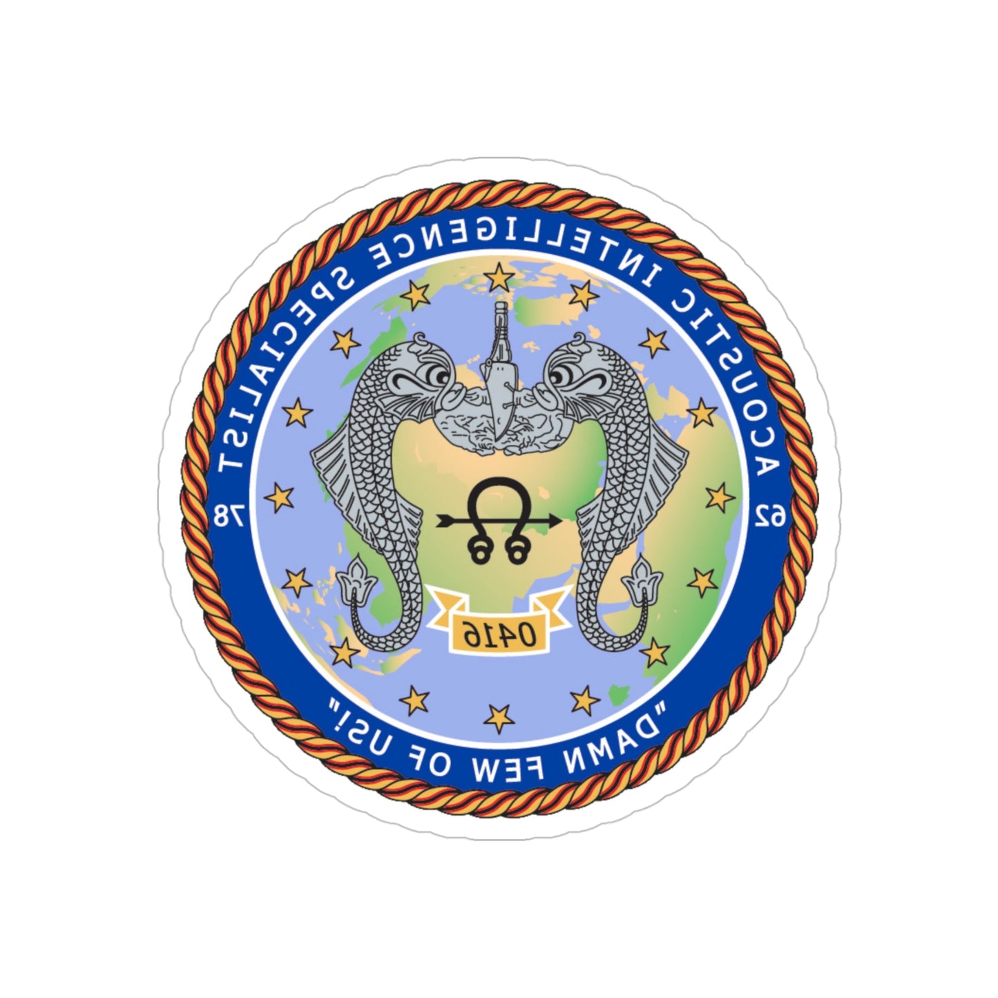 ACINT Specialist Acoustic Intelligence Specialist (U.S. Navy) REVERSE PRINT Transparent STICKER-4" × 4"-The Sticker Space