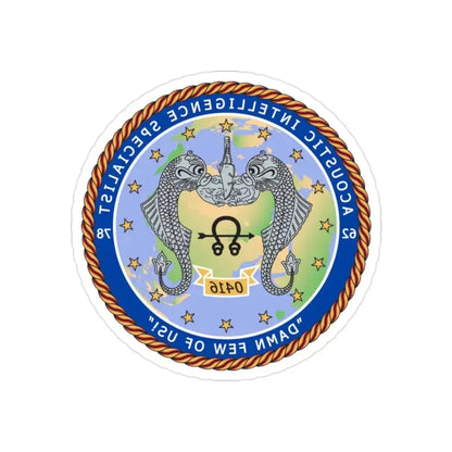 ACINT Specialist Acoustic Intelligence Specialist (U.S. Navy) REVERSE PRINT Transparent Die-Cut STICKER 2 Inch Die-Cut Transparent - The Sticker Space