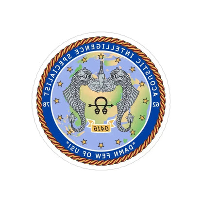 ACINT Specialist Acoustic Intelligence Specialist (U.S. Navy) REVERSE PRINT Transparent Die-Cut STICKER 3 Inch Die-Cut Transparent - The Sticker Space