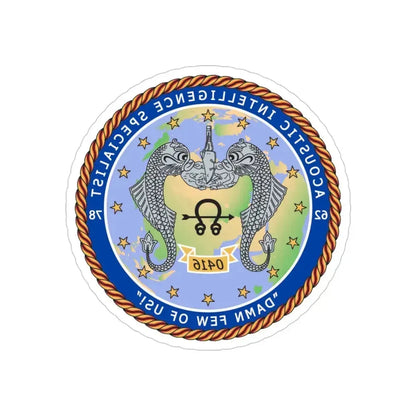 ACINT Specialist Acoustic Intelligence Specialist (U.S. Navy) REVERSE PRINT Transparent Die-Cut STICKER 4 Inch Die-Cut Transparent - The Sticker Space
