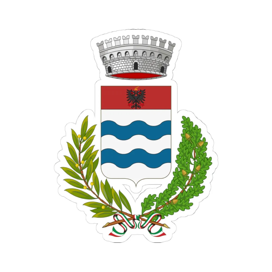 Acquaformosa-Stemma (Italy) (Coat of Arms) STICKER Vinyl Kiss-Cut Decal 4 Inch White - The Sticker Space
