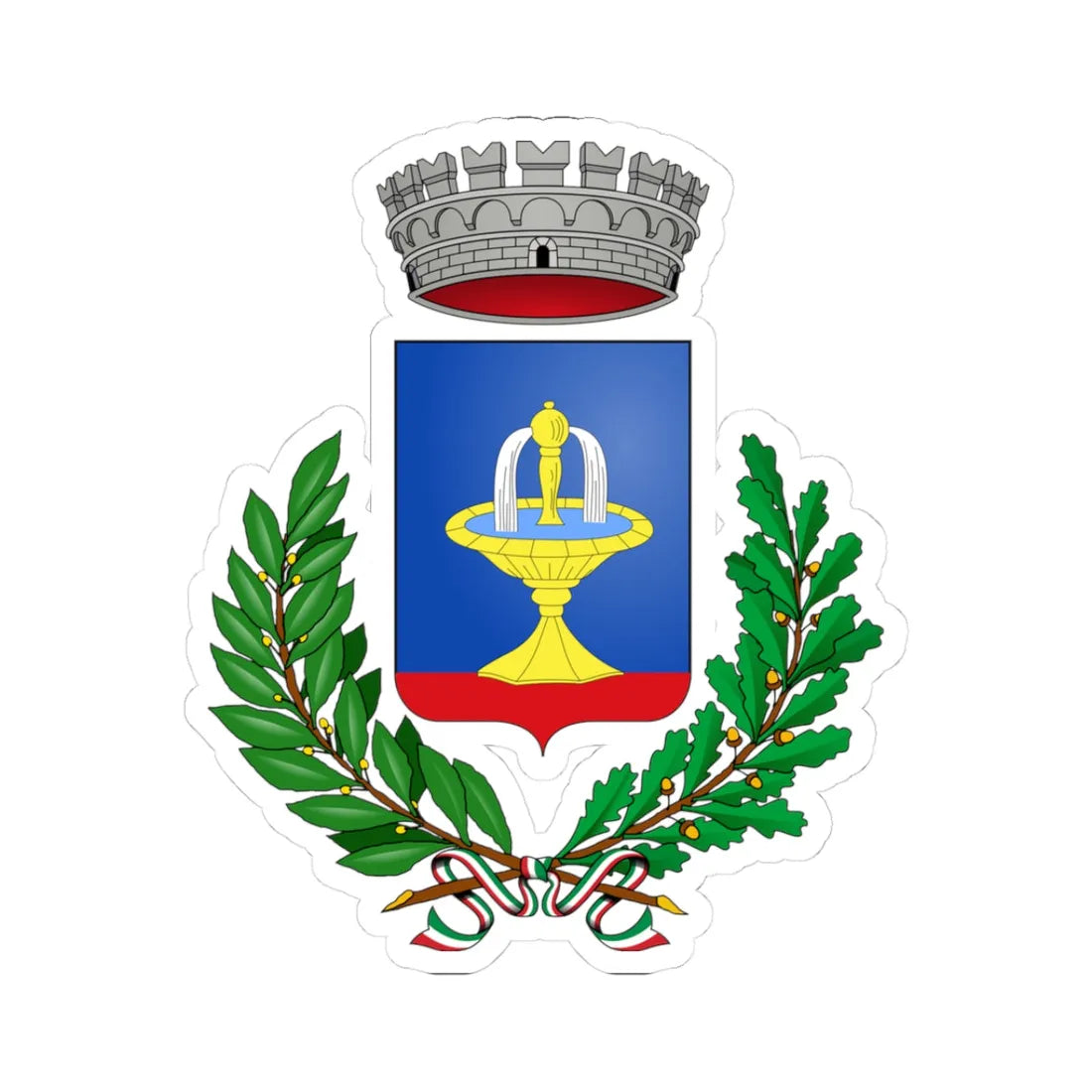 Acquarica del Capo-Stemma (Italy) (Coat of Arms) STICKER Vinyl Kiss-Cut Decal 3 Inch White - The Sticker Space