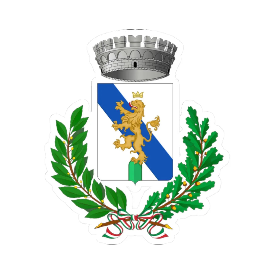 Acquaviva Platani-Stemma (Italy) (Coat of Arms) STICKER Vinyl Kiss-Cut Decal 2 Inch White - The Sticker Space