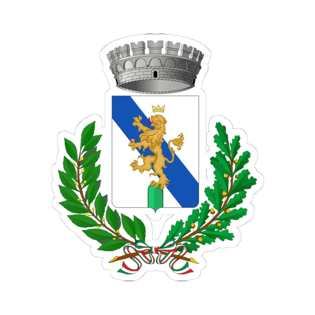 Acquaviva Platani-Stemma (Italy) (Coat of Arms) STICKER Vinyl Kiss-Cut Decal 4 Inch White - The Sticker Space