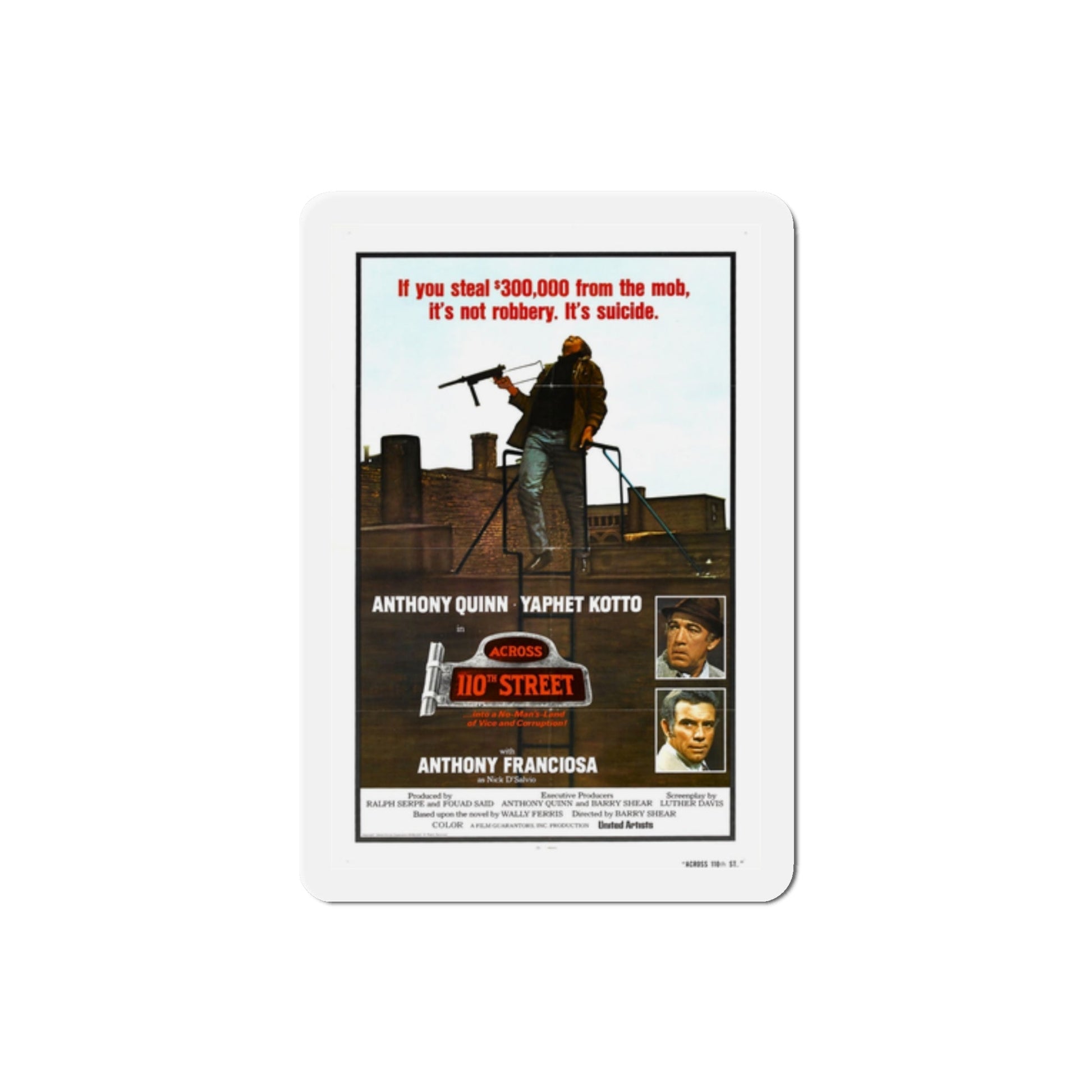 Across 110th Street 1972 Movie Poster Die-Cut Magnet-2 Inch-The Sticker Space