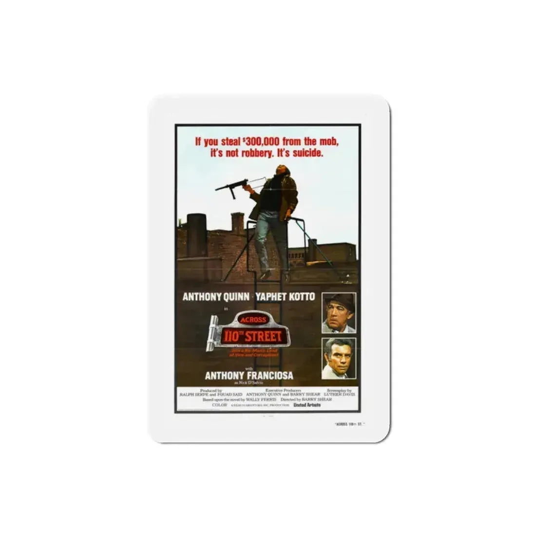 Across 110th Street 1972 Movie Poster Refrigerator Magnet 2 Inch - The Sticker Space