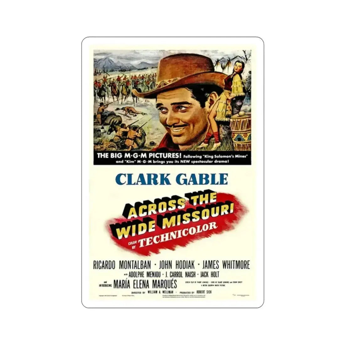 Across the Wide Missouri 1951 Movie Poster STICKER Vinyl Die-Cut Decal - The Sticker Space