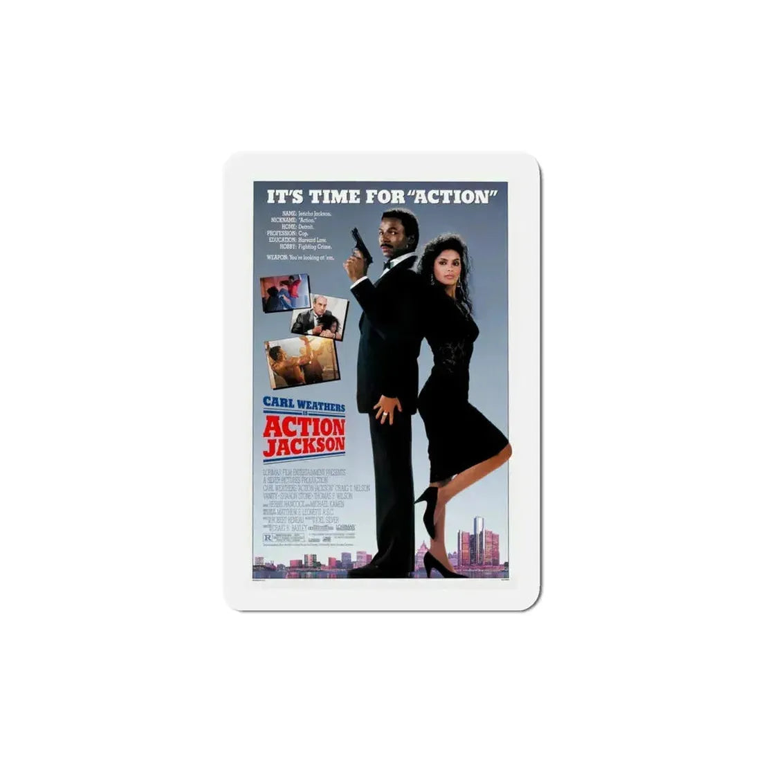 Action Jackson 1988 Movie Poster Refrigerator Magnet 4 Inch - The Sticker Space