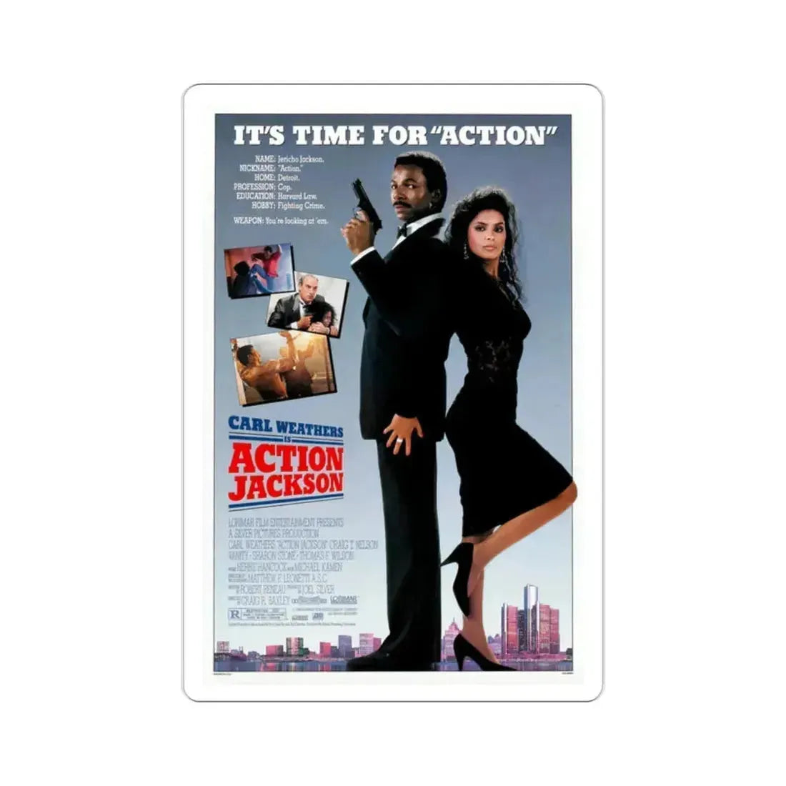 Action Jackson 1988 Movie Poster STICKER Vinyl Die-Cut Decal - The Sticker Space