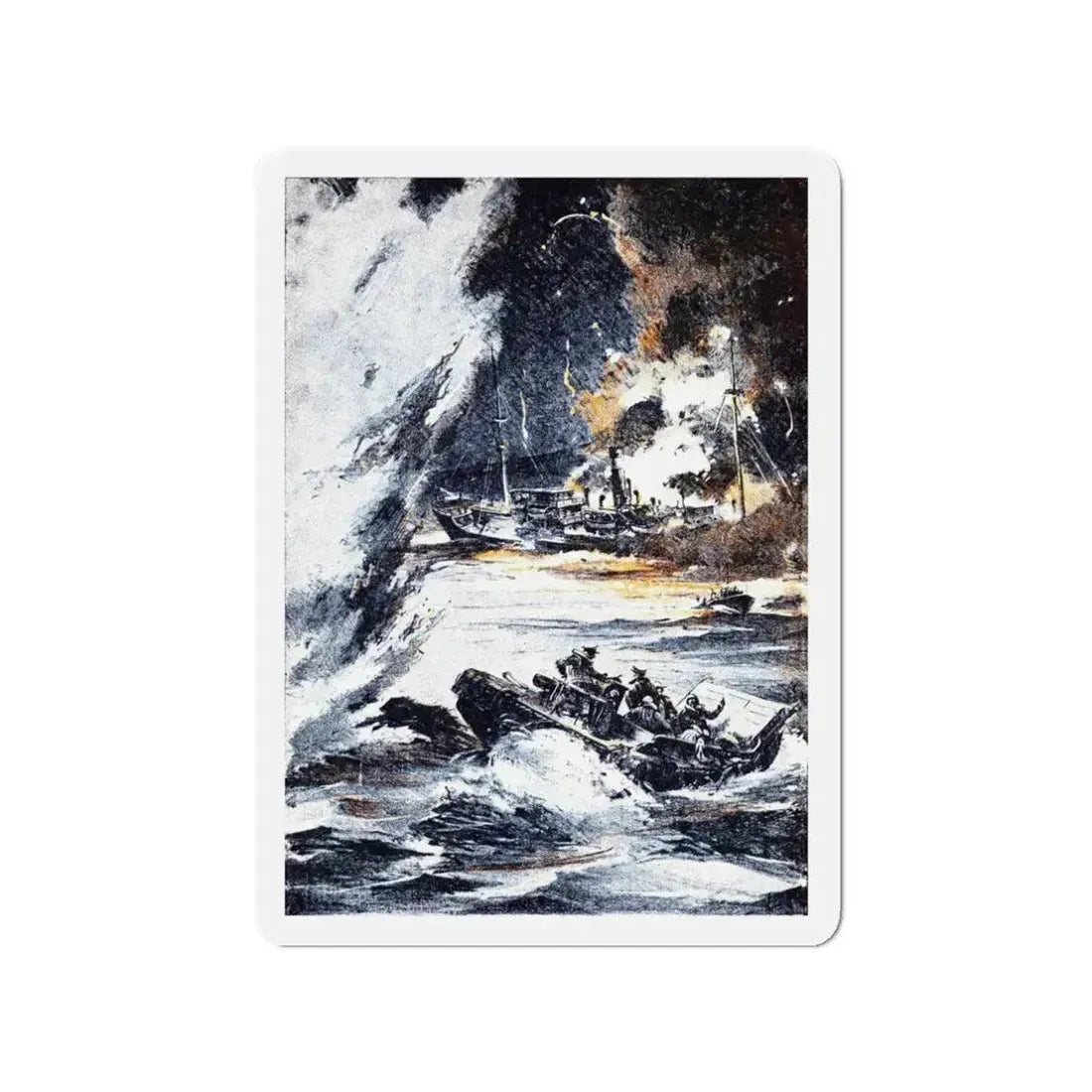 Action off Salerno (1), Blue Book Magazine, April 1948 (Magazine Illustration) Refrigerator Magnet 3 Inch - The Sticker Space