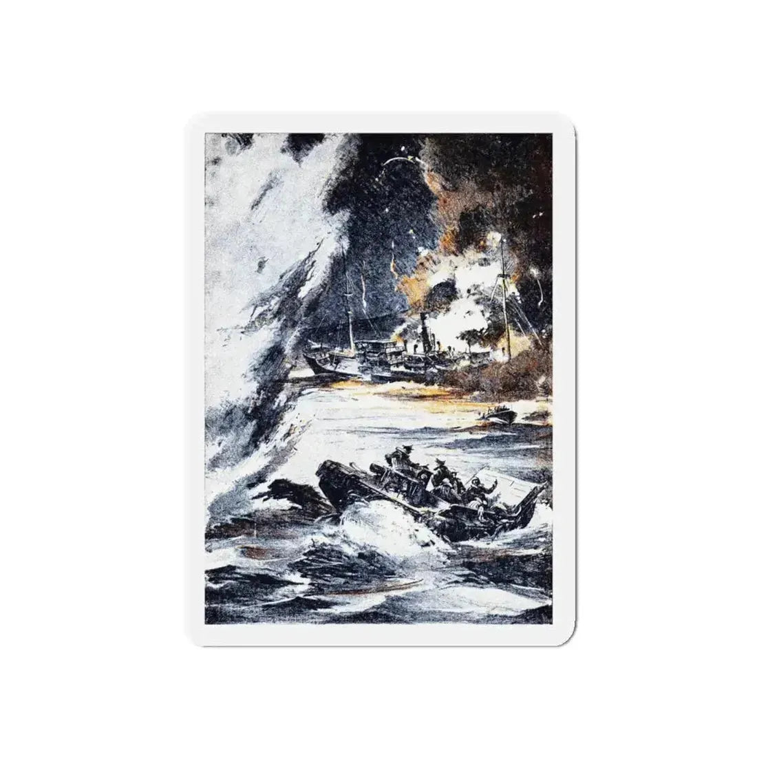 Action off Salerno (1), Blue Book Magazine, April 1948 (Magazine Illustration) Refrigerator Magnet 5 Inch - The Sticker Space