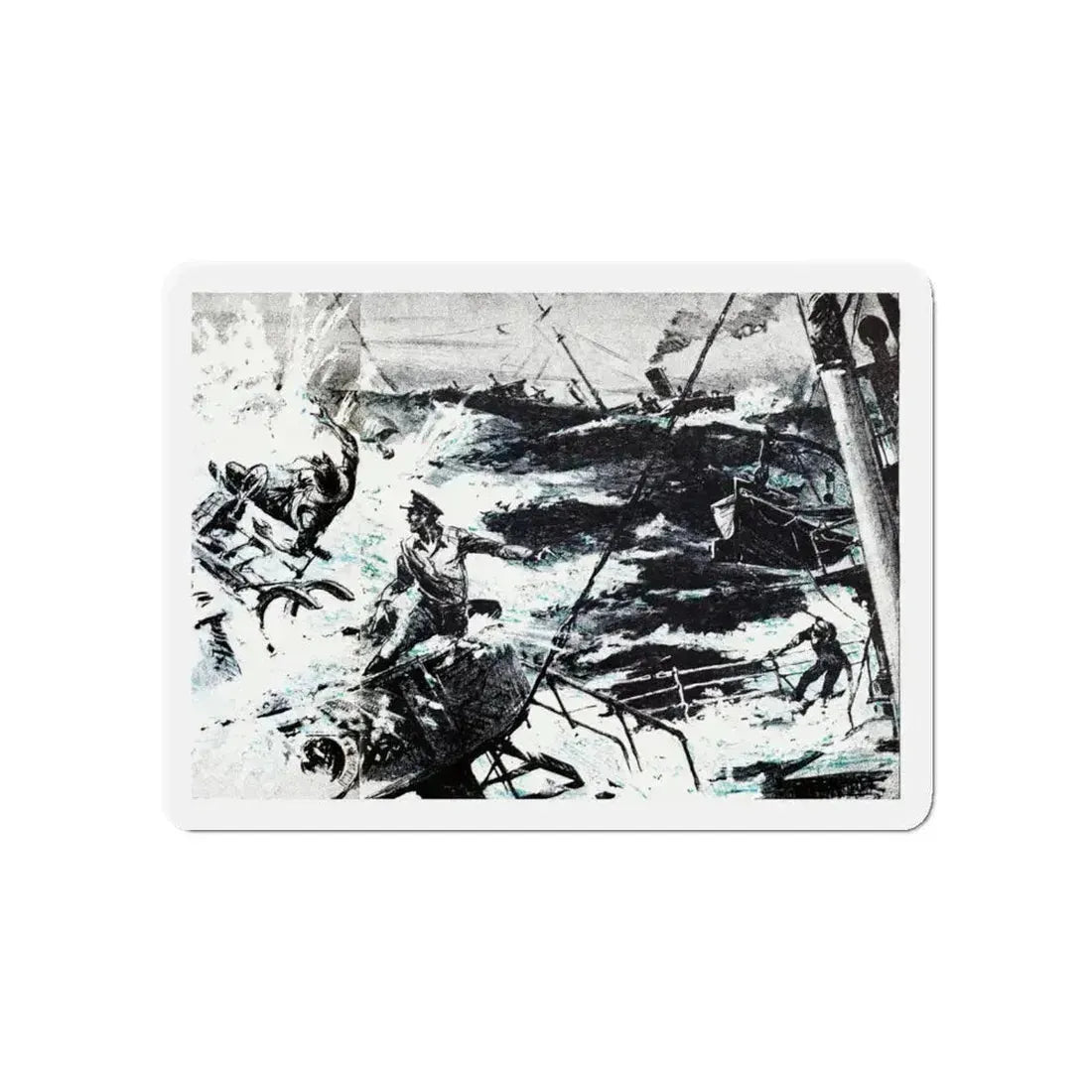 Action off Salerno (2), Blue Book Magazine, April 1948 (Magazine Illustration) Refrigerator Magnet 5 Inch - The Sticker Space